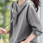 Casual Striped Shawl Hooded Sweatshirt - liwisi