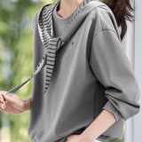 Casual Striped Shawl Hooded Sweatshirt - liwisi