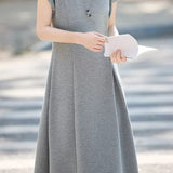 Commuter Elegant Side Button Placket Dress