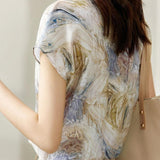 Delicate Elegant Printed Short Sleeve Blouse