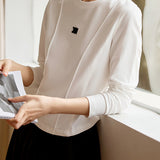 Basic Round Neck Logo Embroidered Sweatshirt