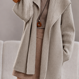 Casual Wide Lapel Drop‑Shoulder Waist‑Tie Long Sleeve Knit Cardigan