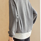 Casual Fake Two-Piece Hoodie With Striped Hem Splicing