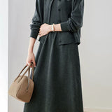 Exquisite Elegant Round Neck 3D Floral Knit Dress And Cardigan Two-Piece Set