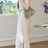 Casual Cotton Linen Polka Dot Dress - liwisi