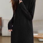 Fashionable Half-Zip Loose Sweater Dress - liwisi