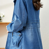 Stand Collar Zip-Up Denim Jacket