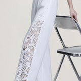 Delicate Elegant Hollow Lace Wide Leg Pants
