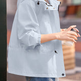Casual Hooded Zip Drawstring Long Sleeve Coat