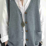 Artistic Retro Loose V-Neck Knit Vest