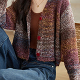 Colorful Faux-Mohair Knit Cardigan