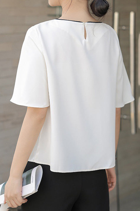 ラウンドネックパイピング切替Tシャツ　2色入 - liwisi
