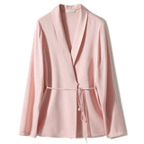 Shawl Collar Tie Belted Tailored Jacket - 3 Colors Available