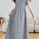 Fashionable Versatile Black and White Plaid Dress - liwisi