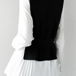 Stylish Knit Vest & White Shirt Layered Two-Piece Set - liwisi