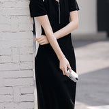 Skipper Collar Flare Half-Zip Dress