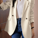 Elegant Intellectual Blazer With Side Slits & Patch Pockets