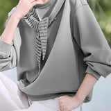 Casual Outer Hood Striped Color-Block Hoodie