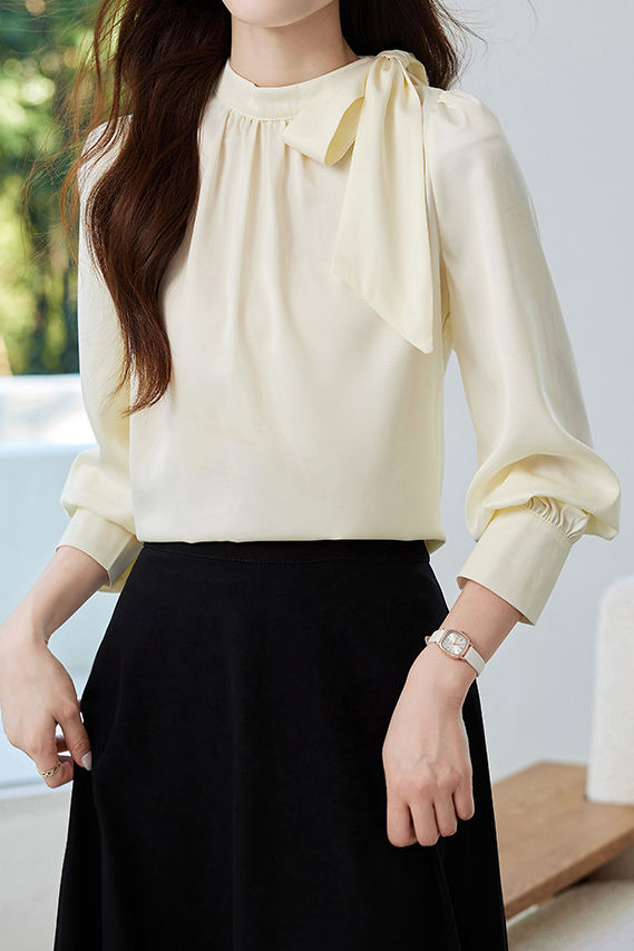 Elegant Stand Collar Bow Shirt - liwisi