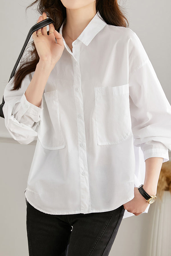 ダブルポケットシンプルデザインシャツ　3色入 - liwisi