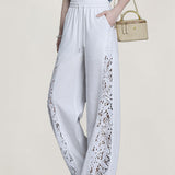 Delicate Elegant Hollow Lace Wide Leg Pants