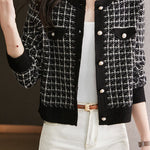 Early Autumn Plaid Textured Knit Cardigan - liwisi