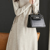 Off Neck Drawstring Flare Knit Dress - 3 Colors Available - liwisi
