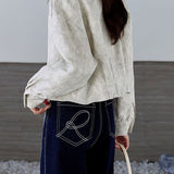 Elegant Commuter Textured Jacquard Cropped Lapel Jacket