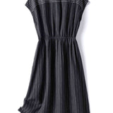 Skipper Collar Striped Docking Linen Dress
