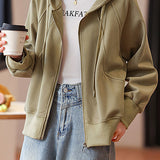 Casual Hooded Drawstring Long Sleeve Sweatshirt Jacket