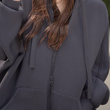 Two-Piece Set: Casual Hooded Zip-Up Jacket + Casual Side Pocket Skirt - 2 Colors Available
