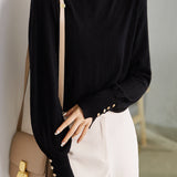 Button Decorated Slit Sleeve Knit Top - 5 Colors Available
