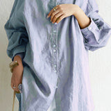 Stand Collar Drop Shoulder Linen Tunic - 6 Colors Available