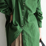 Stand Collar Drop Shoulder Linen Tunic - 6 Colors Available