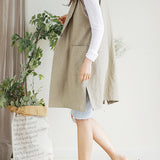 Notch Lapel Color Side Slit Linen Gilet - 3 Colors Available
