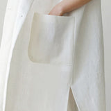 Notch Lapel Color Side Slit Linen Gilet - 3 Colors Available