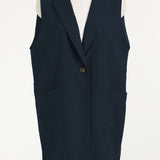 Notch Lapel Color Side Slit Linen Gilet - 3 Colors Available