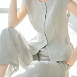 Round neck sleeveless top and long pants set