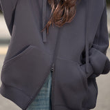 Two-Piece Set: Casual Hooded Zip-Up Jacket + Casual Side Pocket Skirt - 2 Colors Available