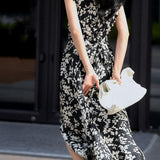 Temperament Commuter Crew Neck Twisted Print Dress