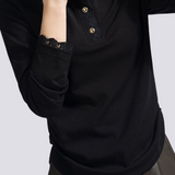 Casual Lace Long-Sleeve Edge Hooded T-Shirt - liwisi