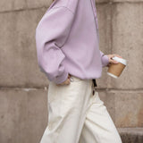 Casual Crew Neck Drawstring Drop Shoulder Long Sleeve Sweatshirt