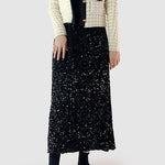 バックスリットグリッター装飾ベロアスカート　裏地付　3色入 - liwisi