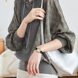 Elegant Casual Hooded Drawstring Spliced Batwing Sweatshirt
