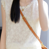 Exquisite Elegant Crew Neck Jacquard Knit Tank Top
