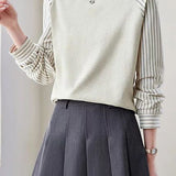 Casual Vacation Spliced Stripe Raglan Long Sleeve Sweatshirt