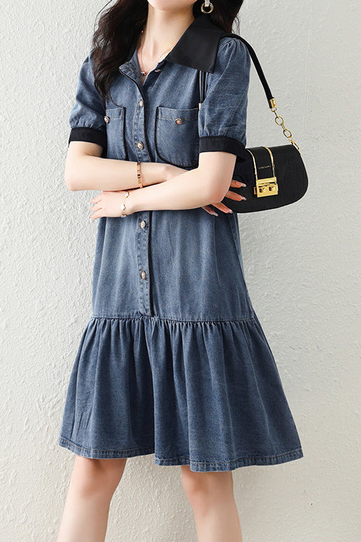 denim prairie dress Tiered Maxi With Ruffles The Modern Prairie Style dress features a comfortable elastic drawstring waist that ties in the front Call of Home Dress