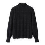 スカラップハイネック透かしレースニット　4色入 - liwisi