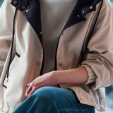 Casual Color-Block Hooded Long Sleeve Cropped Trench Coat