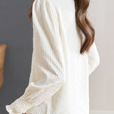 Exquisite Ruffled Stand-Collar Jacquard Blouse